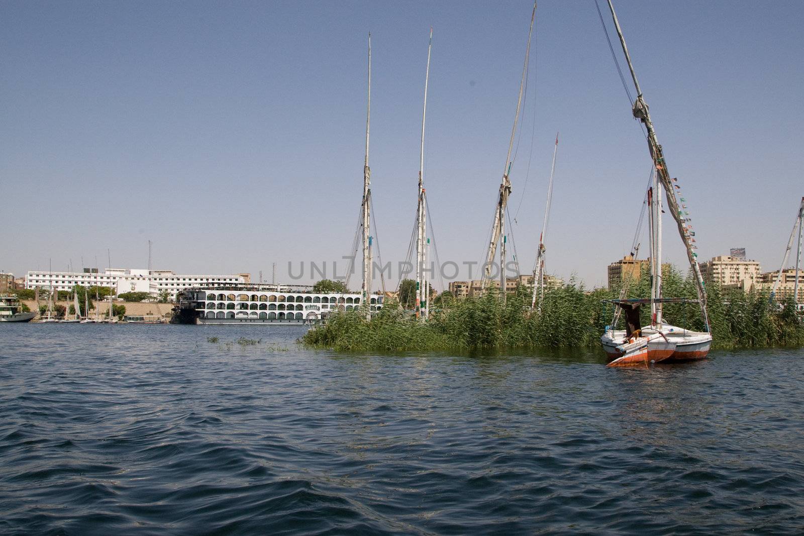 We take a closer look at life on Nile River on MAY 27, 2008, while having a felucca sailboat ride from Aswan to Elephantine Island and to a nubian village.