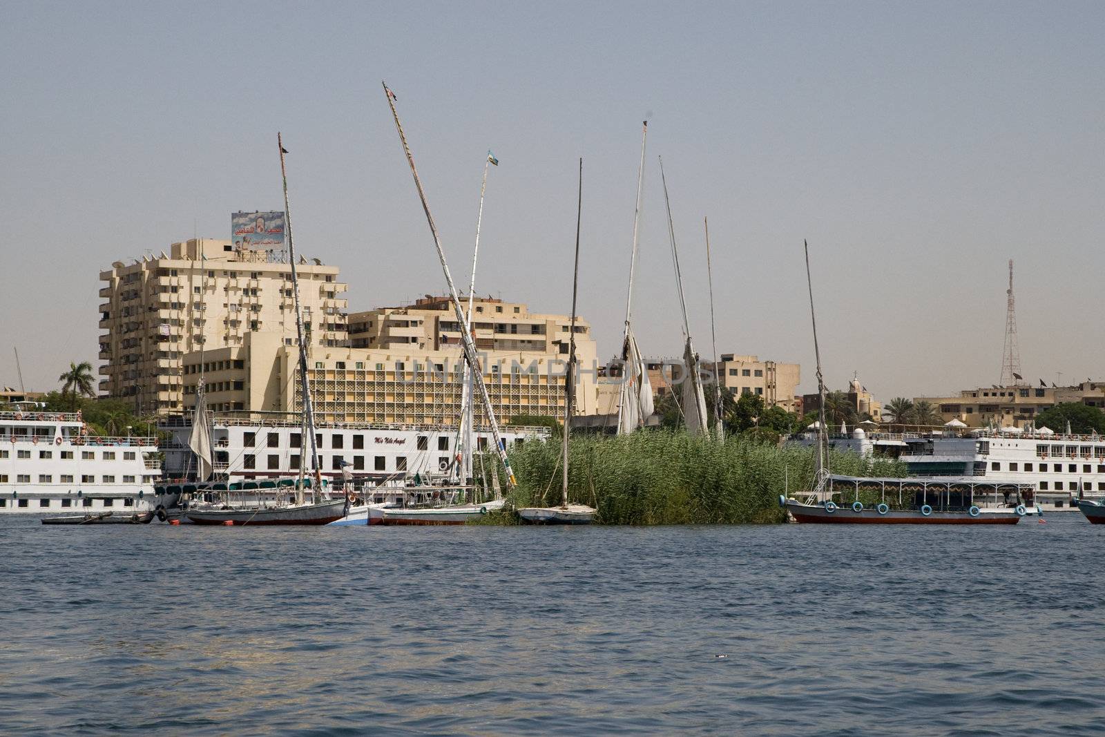 We take a closer look at life on Nile River on MAY 27, 2008, while having a felucca sailboat ride from Aswan to Elephantine Island and to a nubian village.