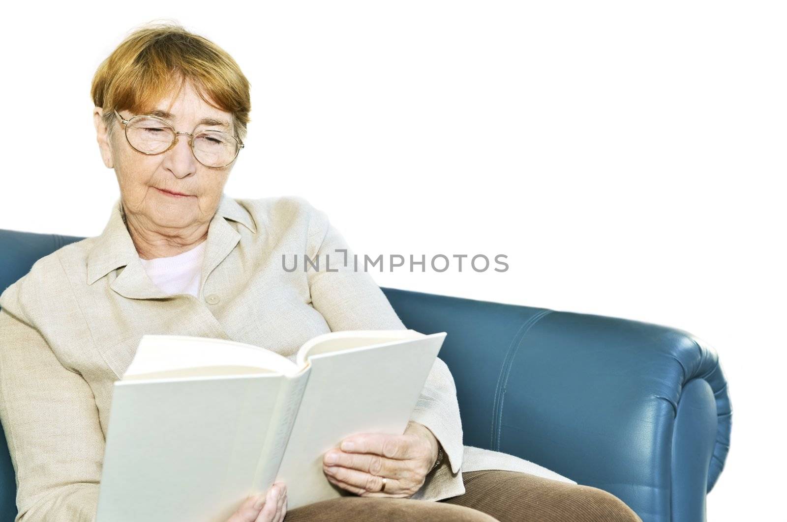 Old woman reading book by elenathewise