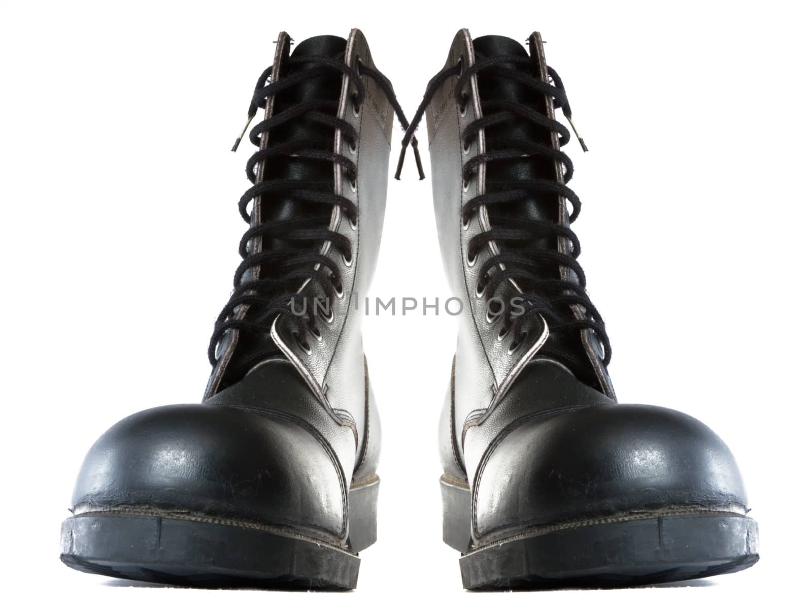 pare of leather army boots