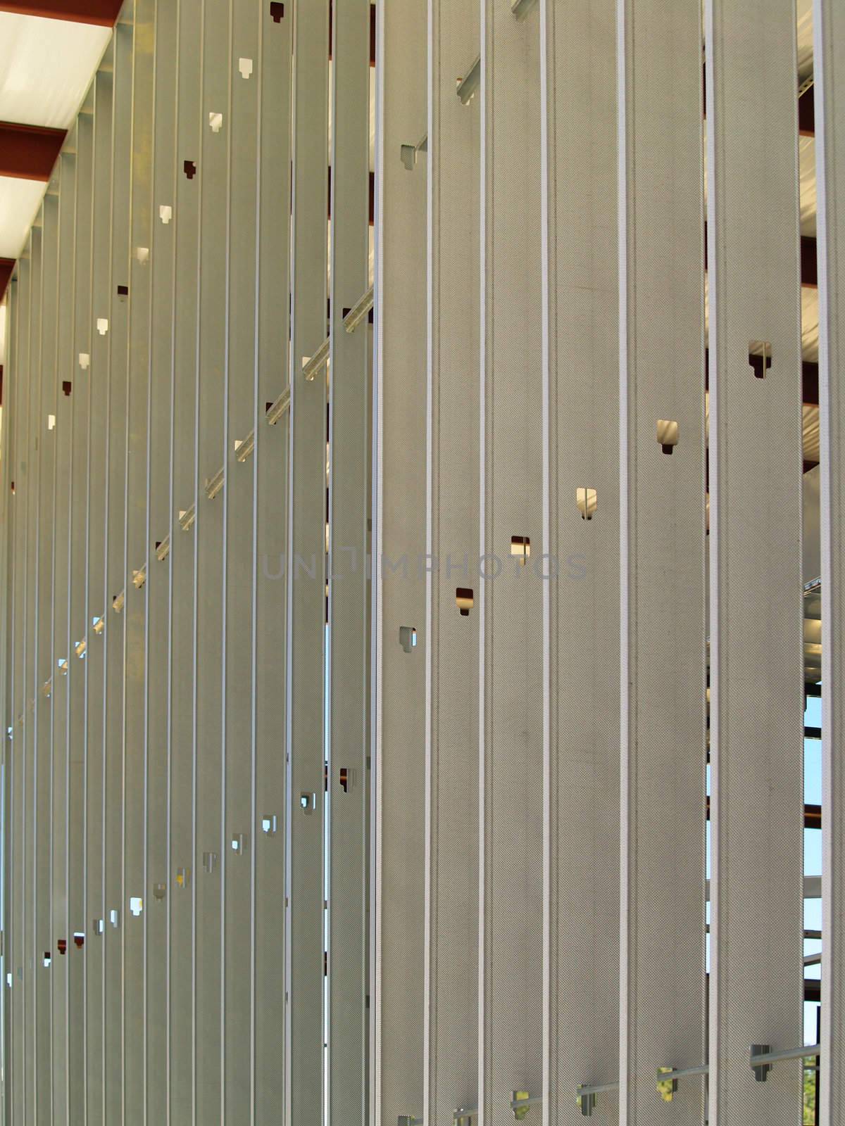 A metal stud wall frame in a new commercial construction project