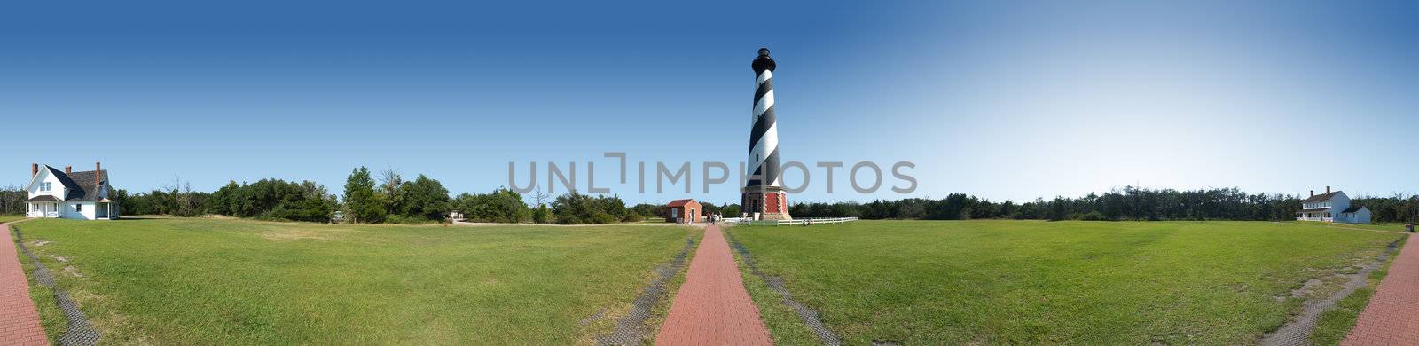 Cape Hatteras lighthouse and grounds panoramic view