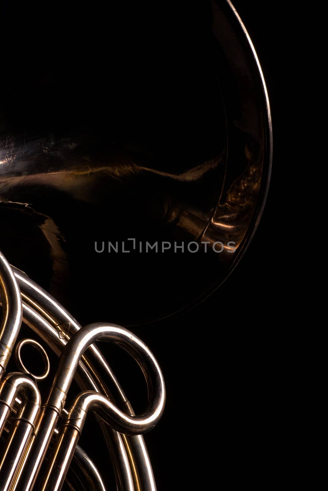 Rear take of an old french horn