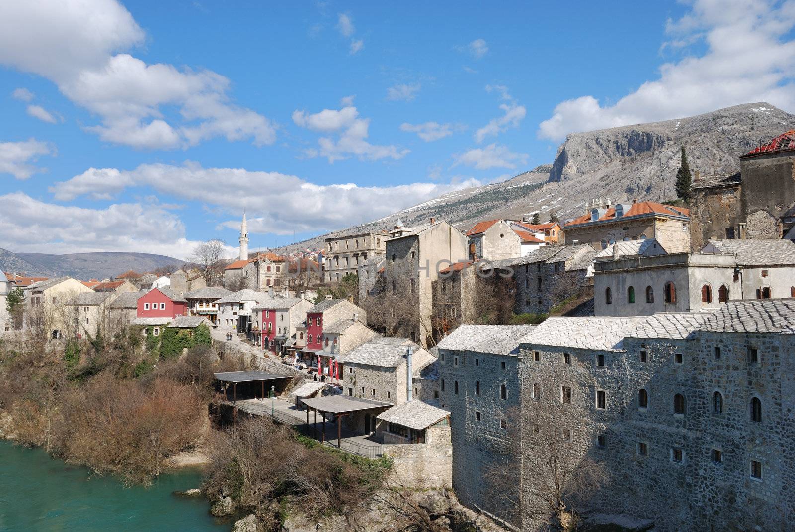 Mostar Old Town on a sunny winter day.