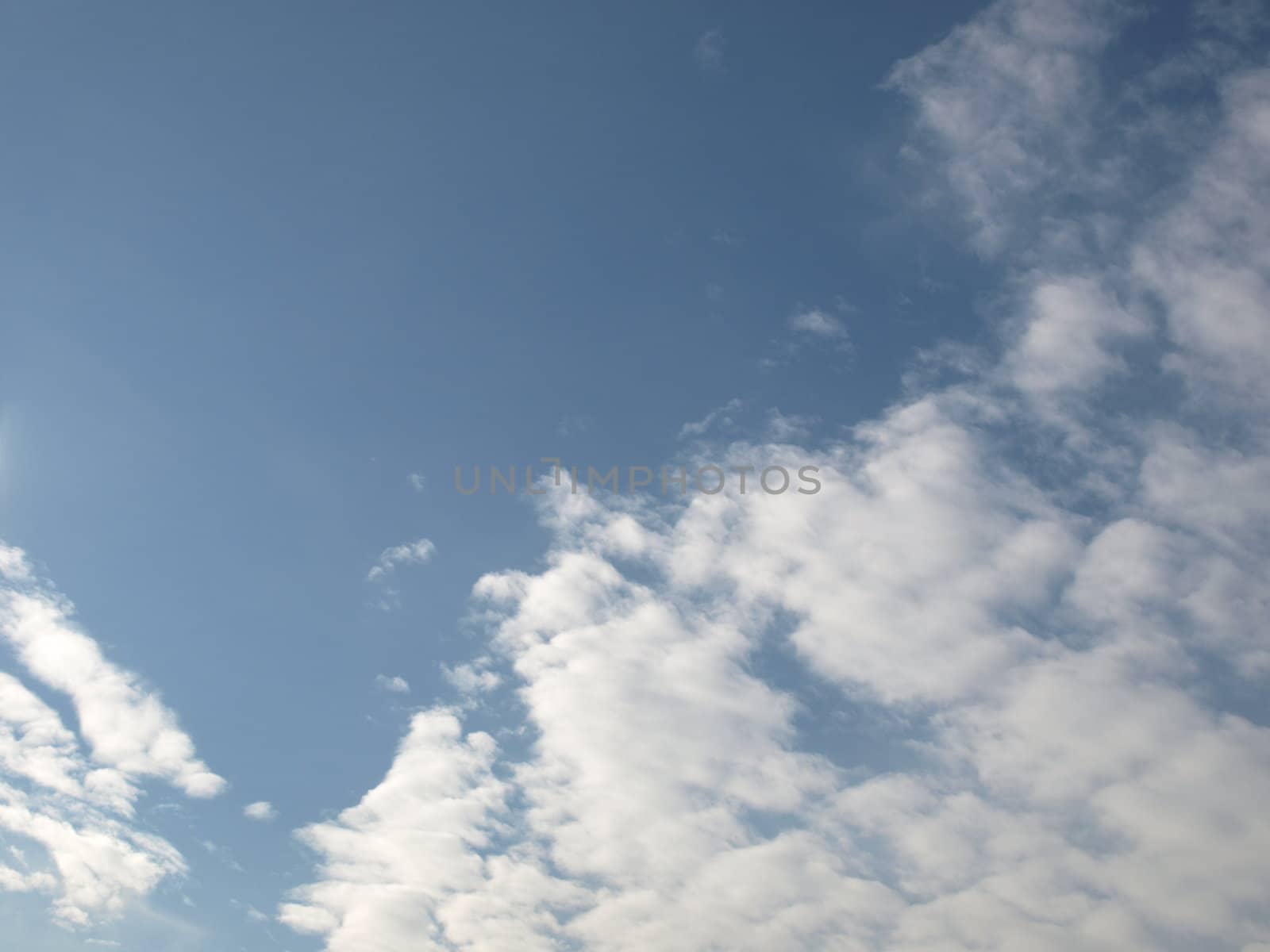 Blue sky with white clouds, useful as a background