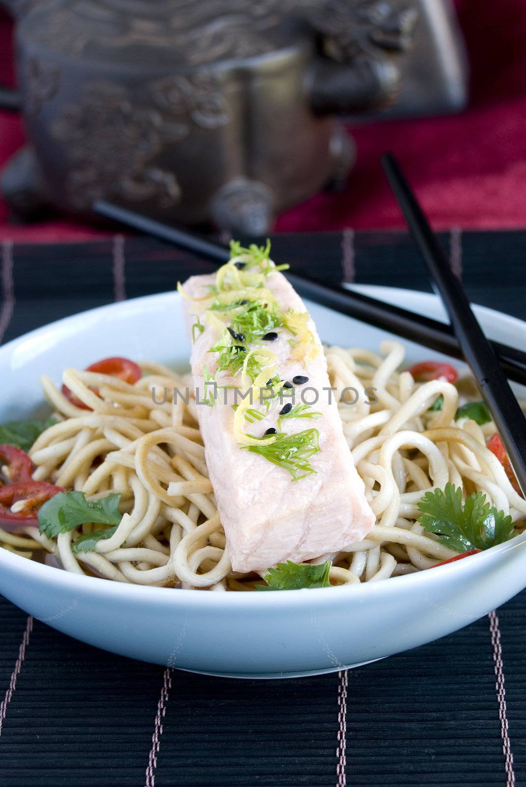 Oriental salmon soup