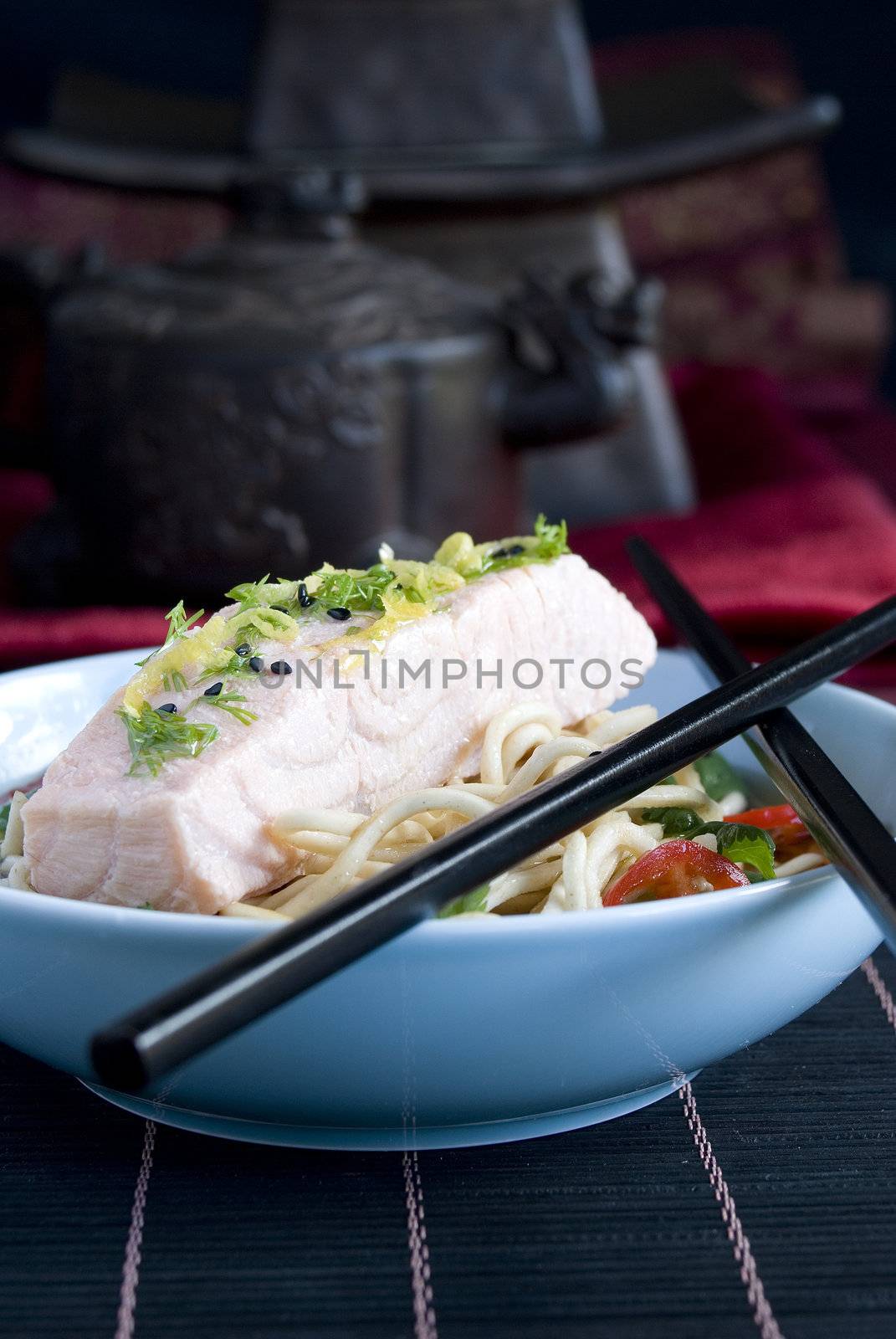 Oriental salmon soup