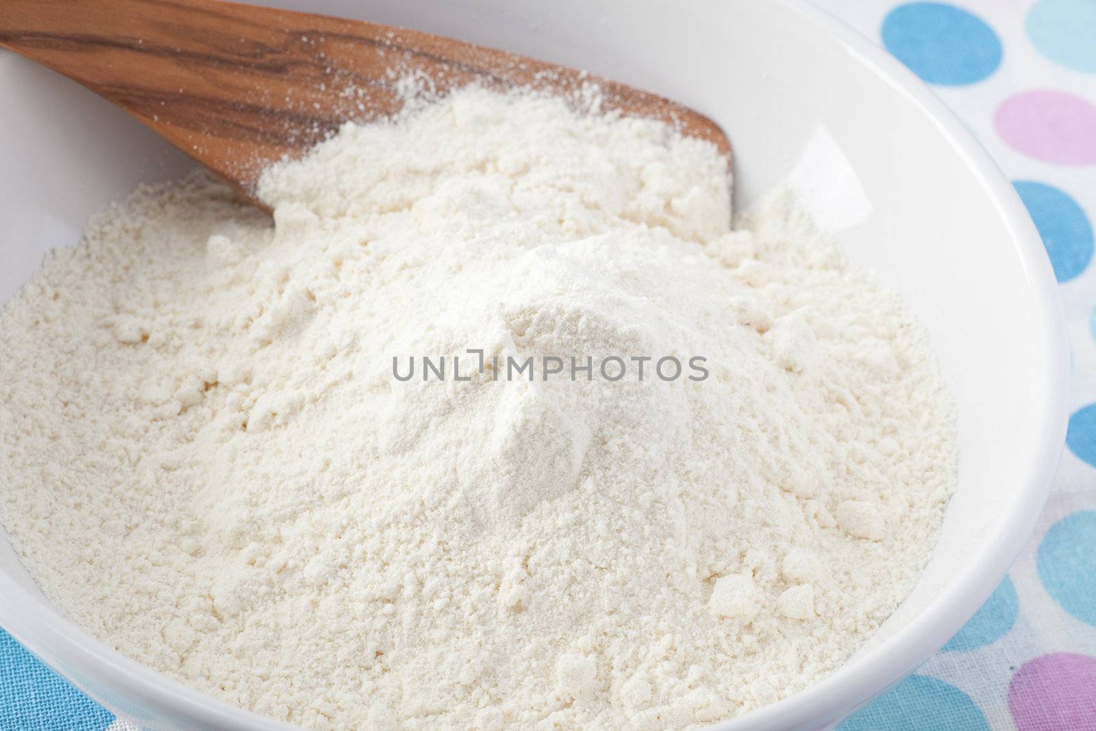 Bowl of flour ready for the next ingredients.