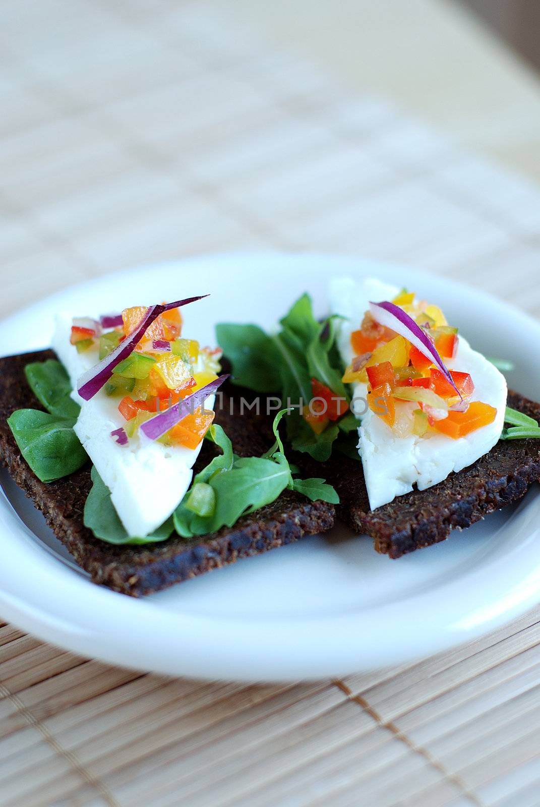 Pumpernickel and haloumi cheese sandwich