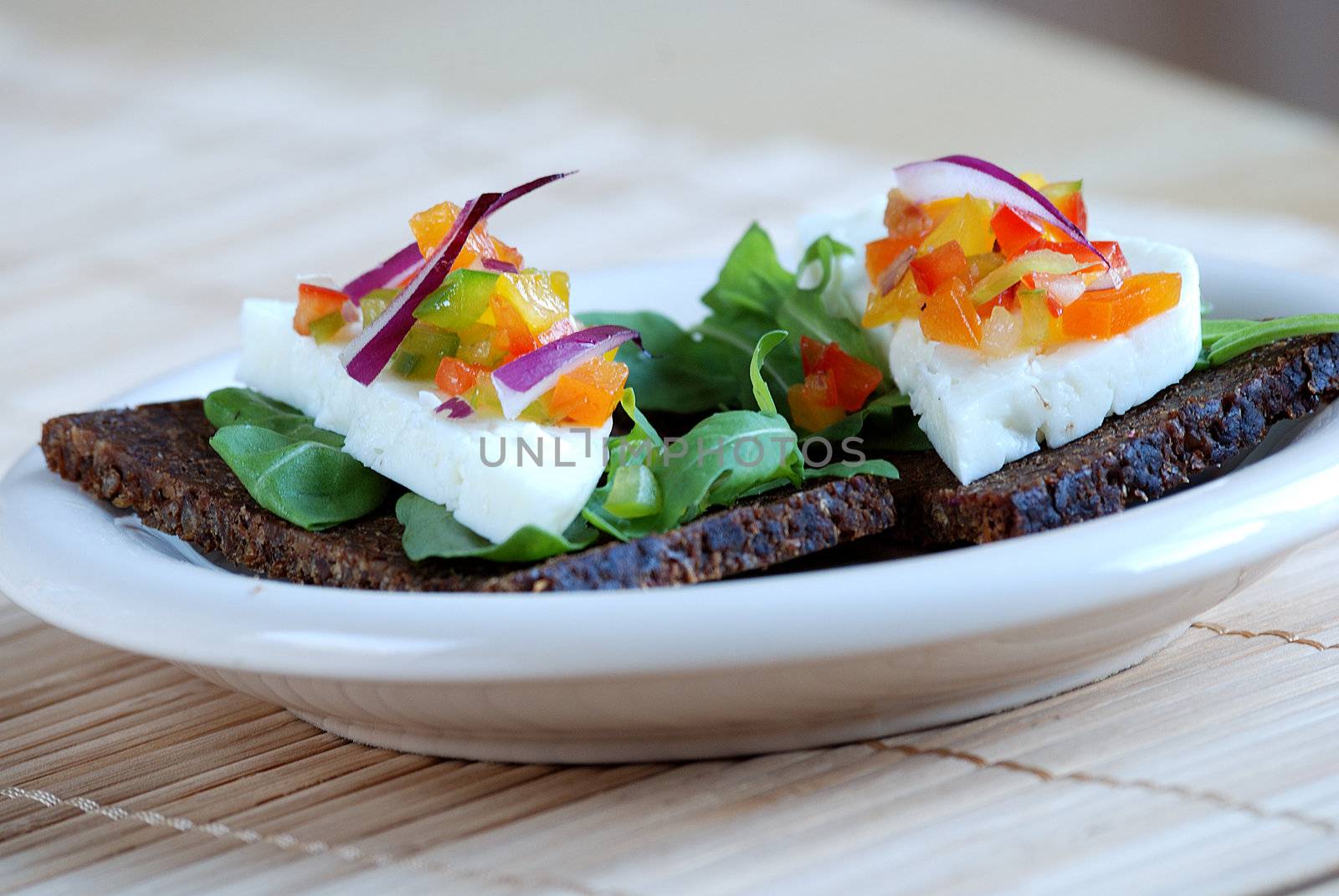 Pumpernickel and haloumi cheese sandwich