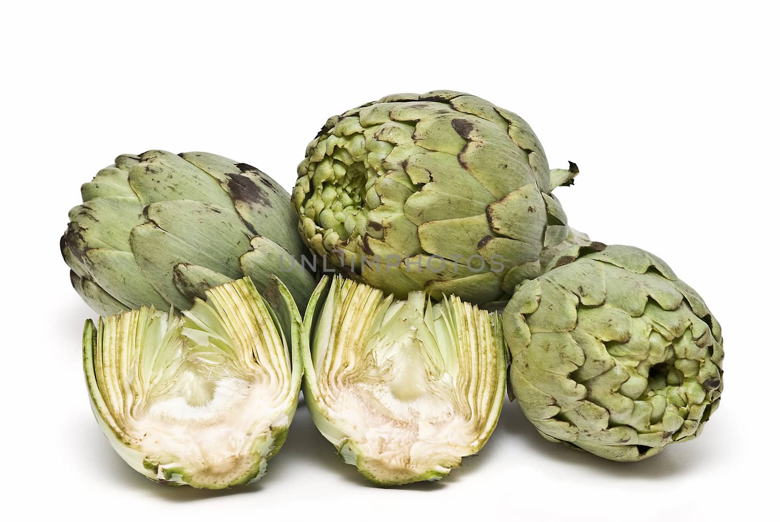 Artichokes isolated on a white background.