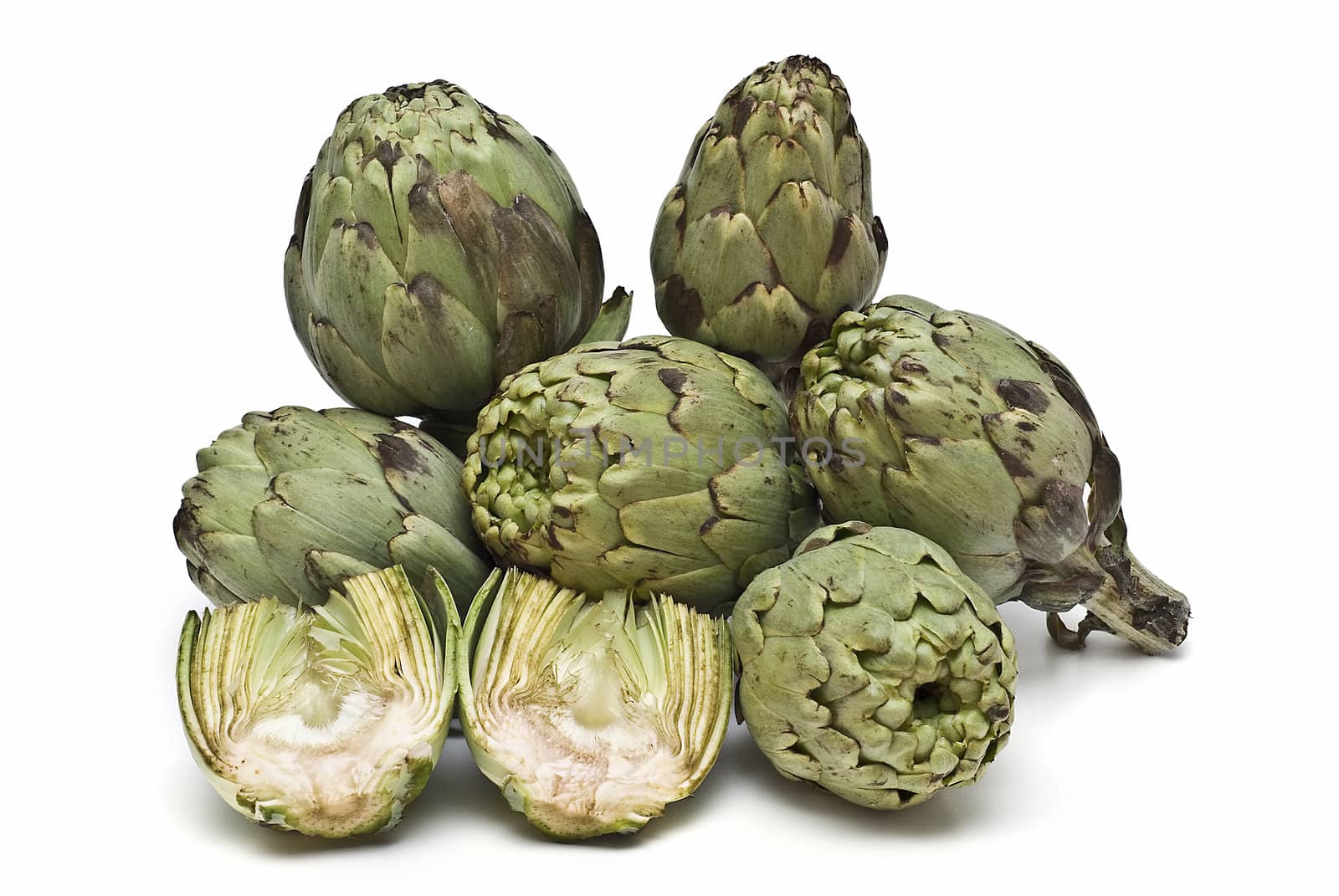 Artichokes isolated on a white background.