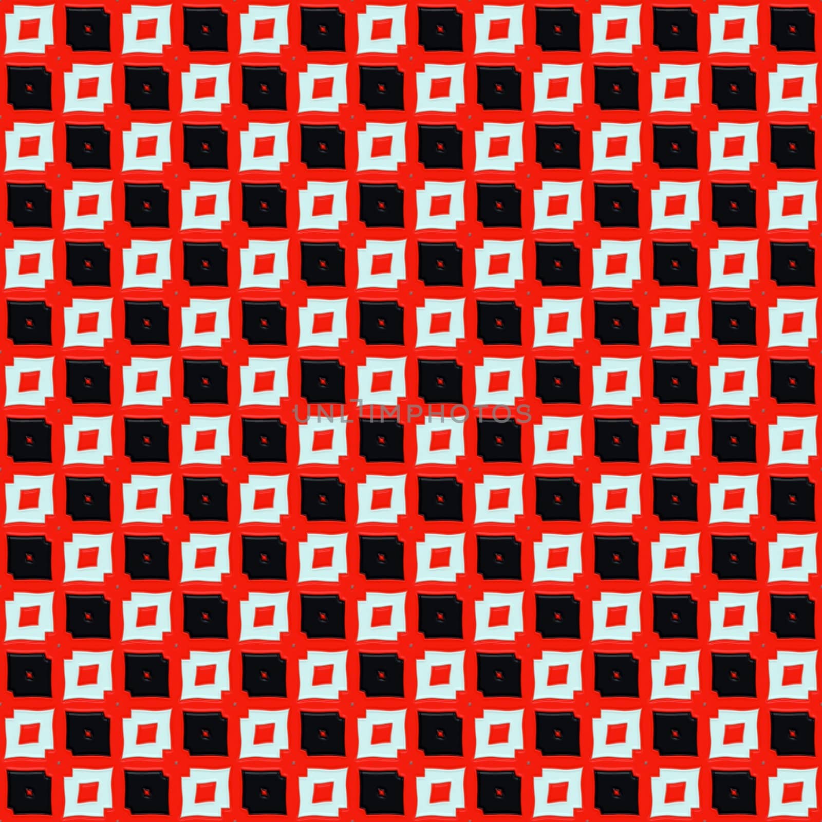seamless texture of red, black and white cubistic shapes