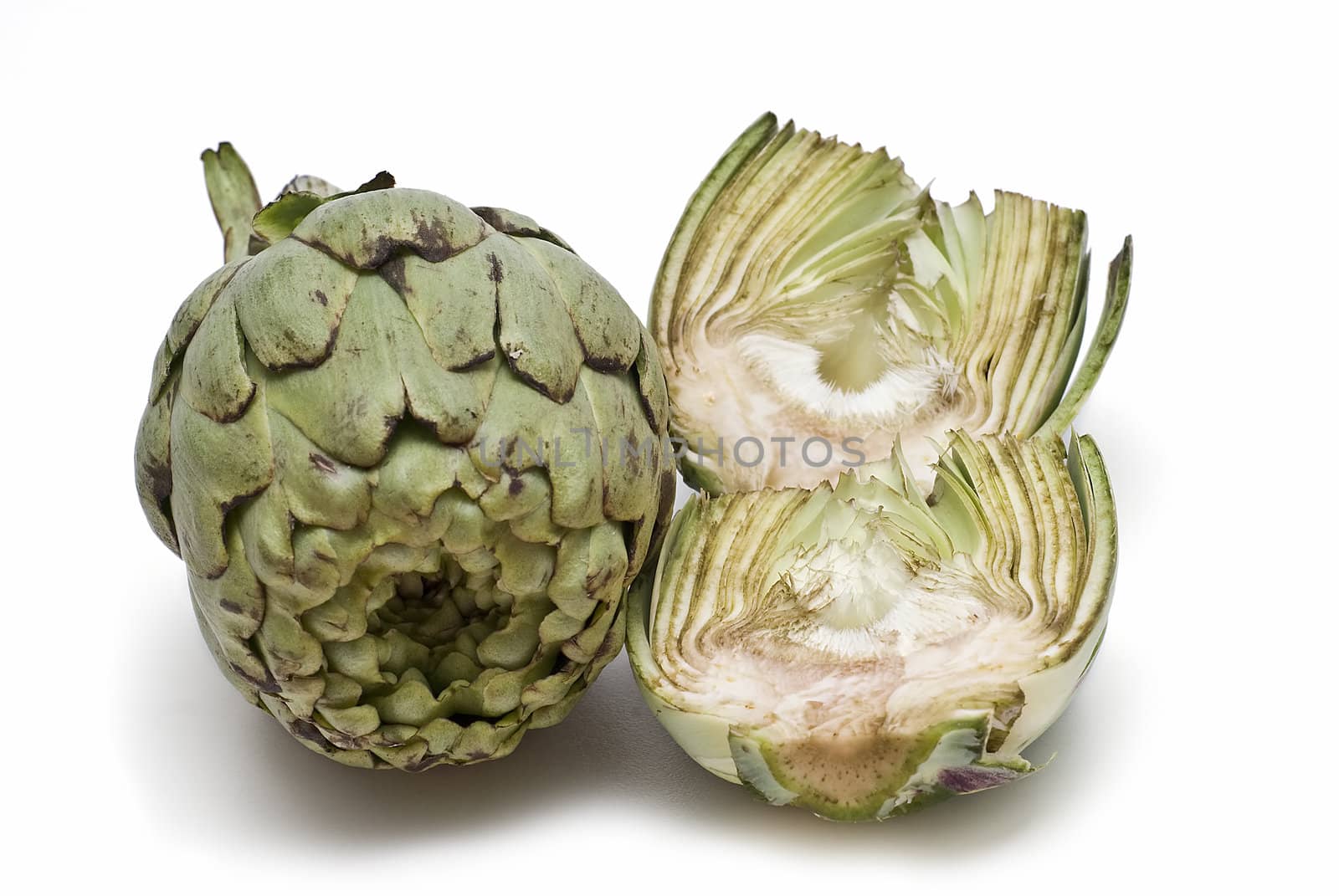 Artichokes isolated on a white background.