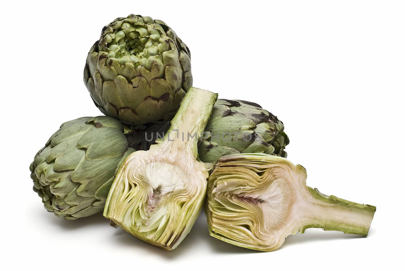 Artichokes isolated on a white background.