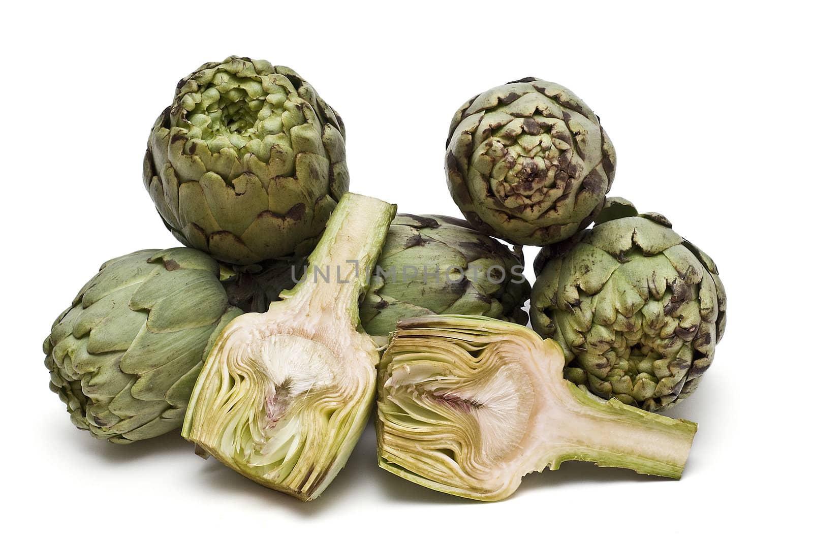 Artichokes isolated on a white background.