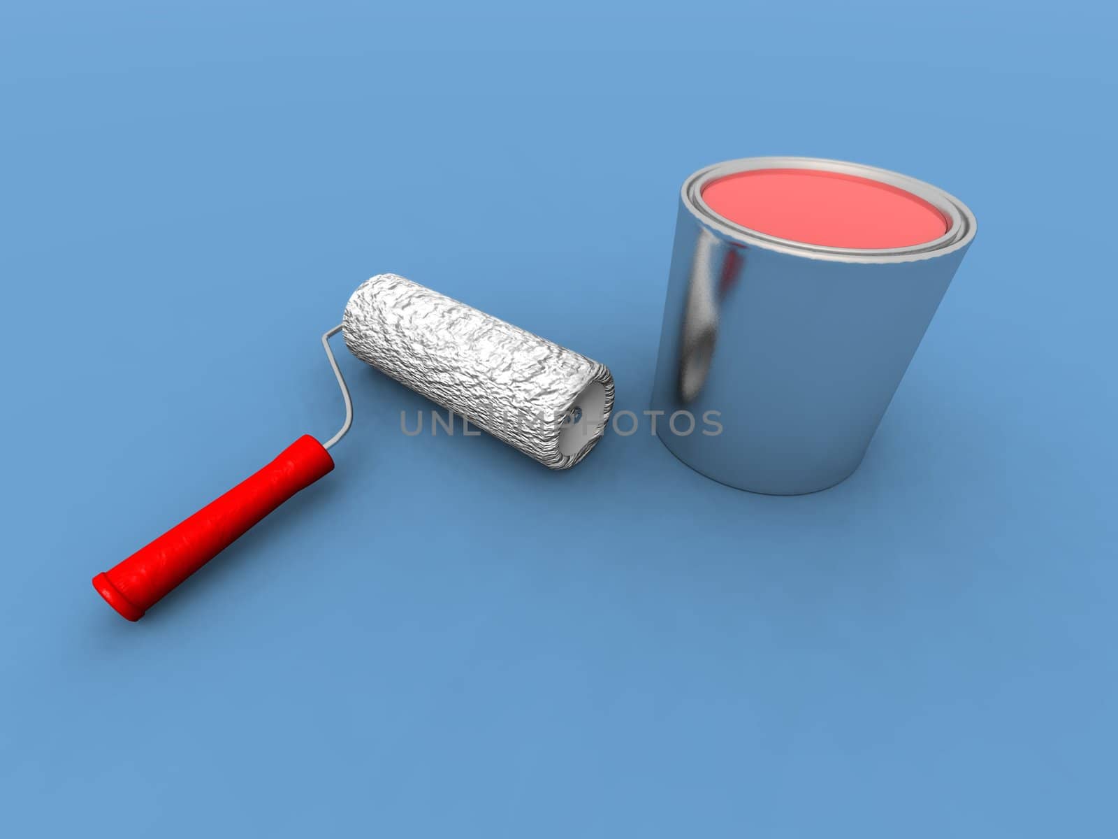 paint roller and red paint can by jbouzou