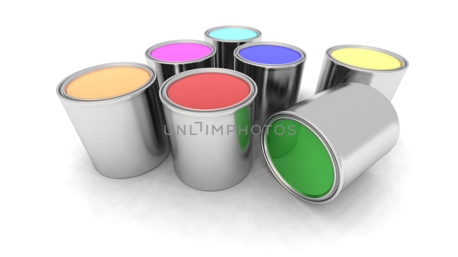 a 3d renderer of some paint cans