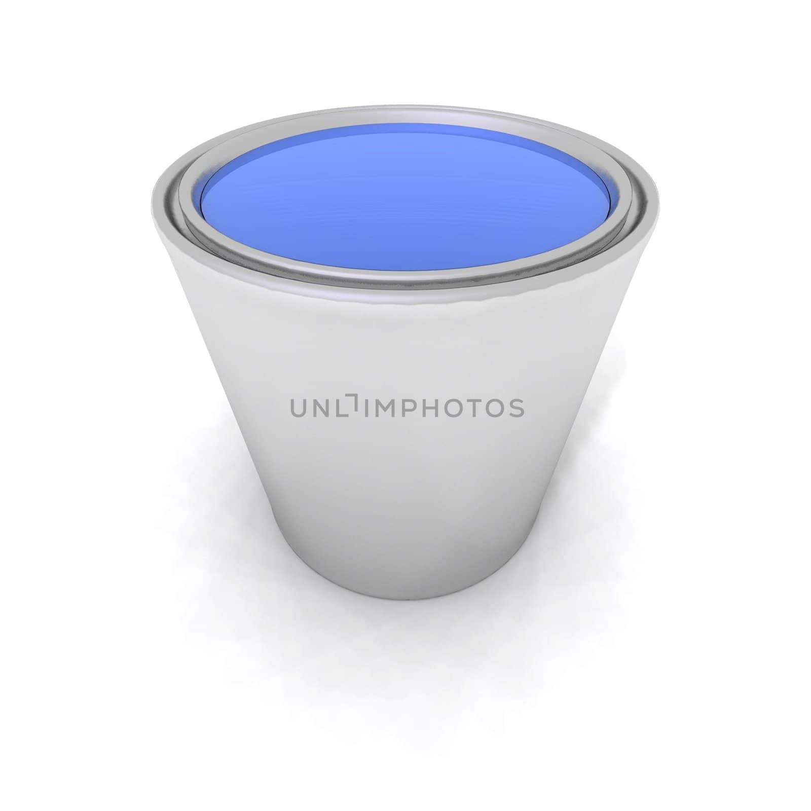a 3d render of a blue paint can
