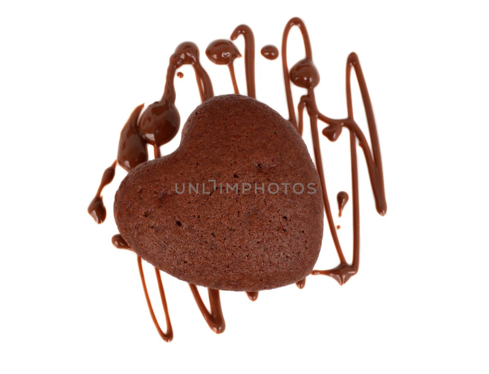 small chocolate cake, heart shape