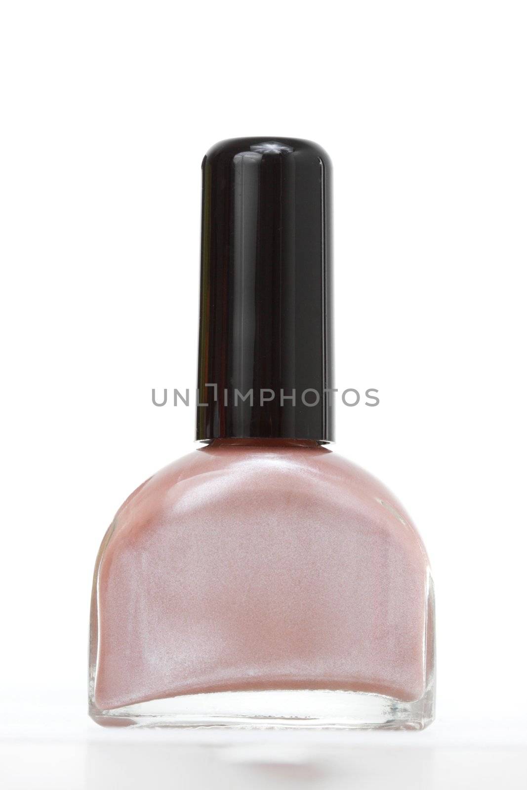 bottle of nail polish, white background