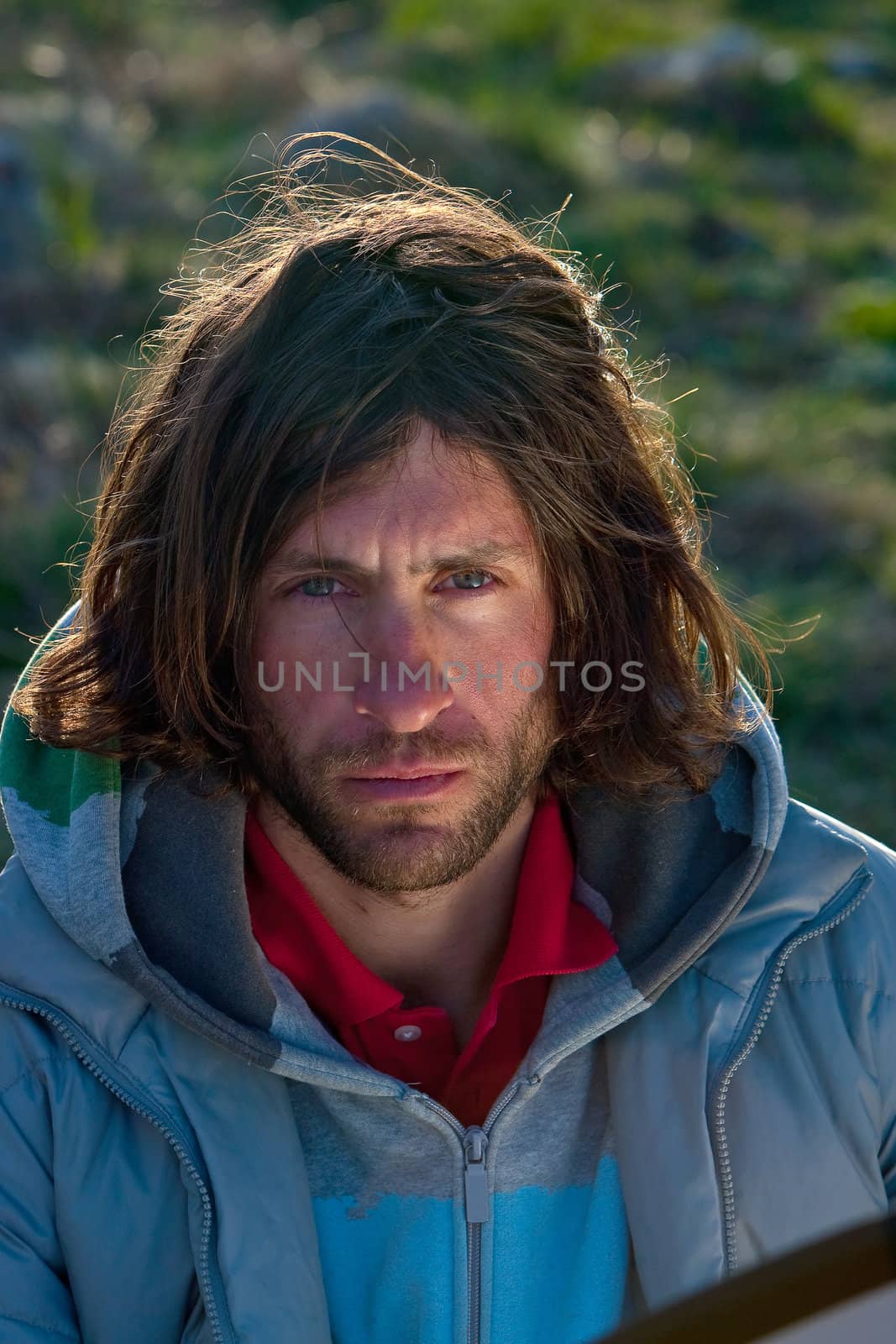 Portrait of freerider in Caucasus Mountains. Summer, 2010