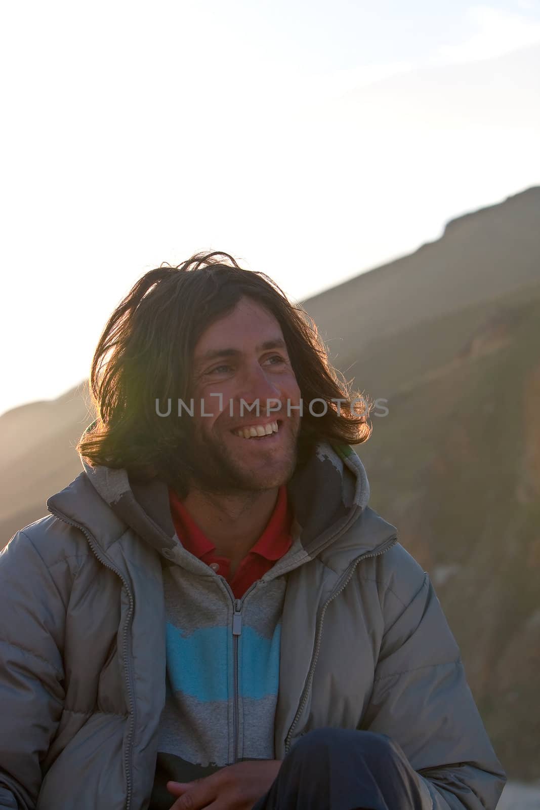 Portrait of freerider in Caucasus Mountains. Summer, 2010