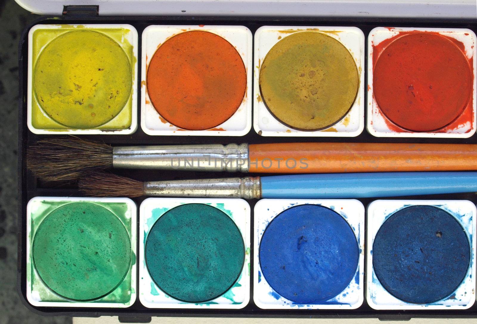 Painting tools colour palette and brushes