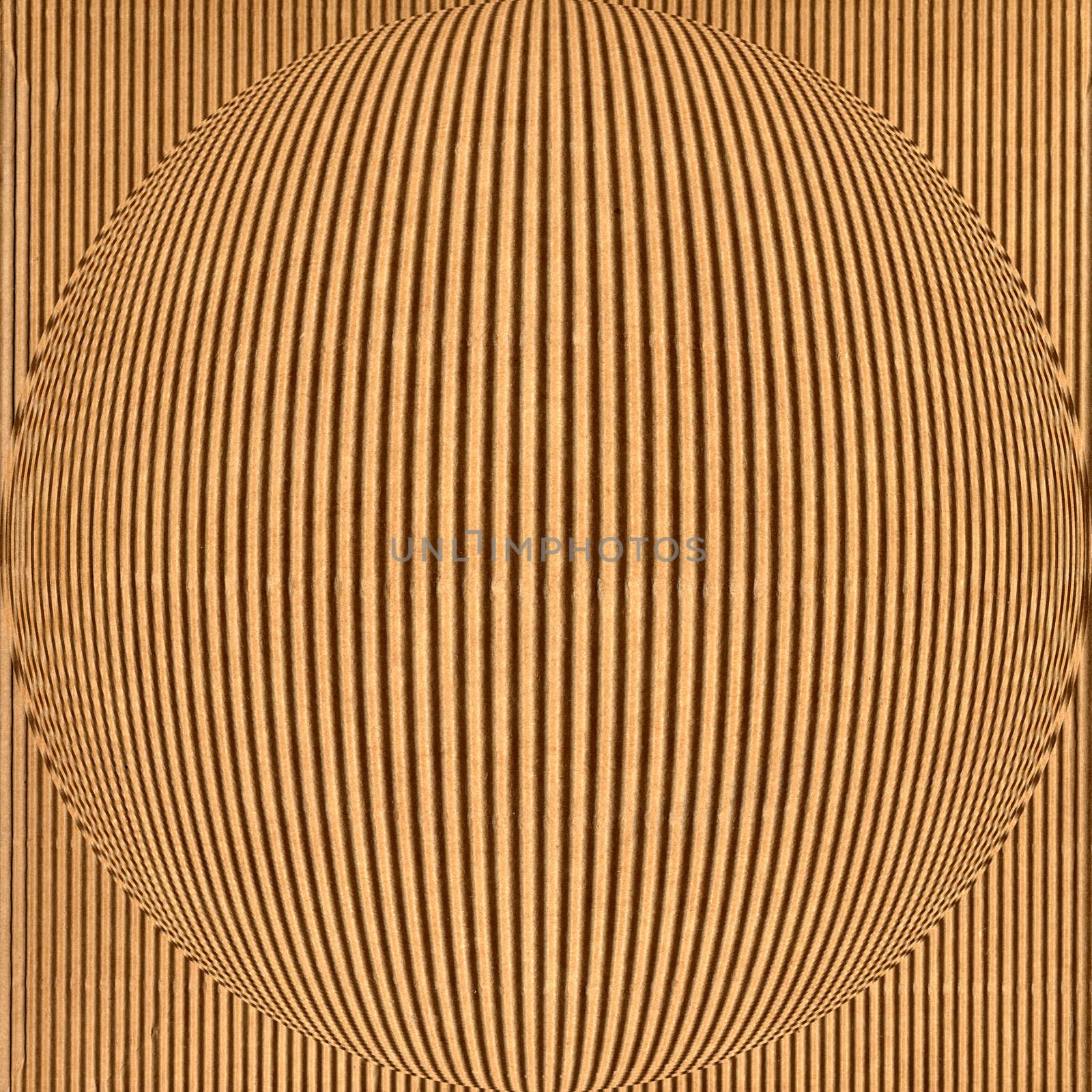 Brown corrugated cardboard sheet background with spherical bump