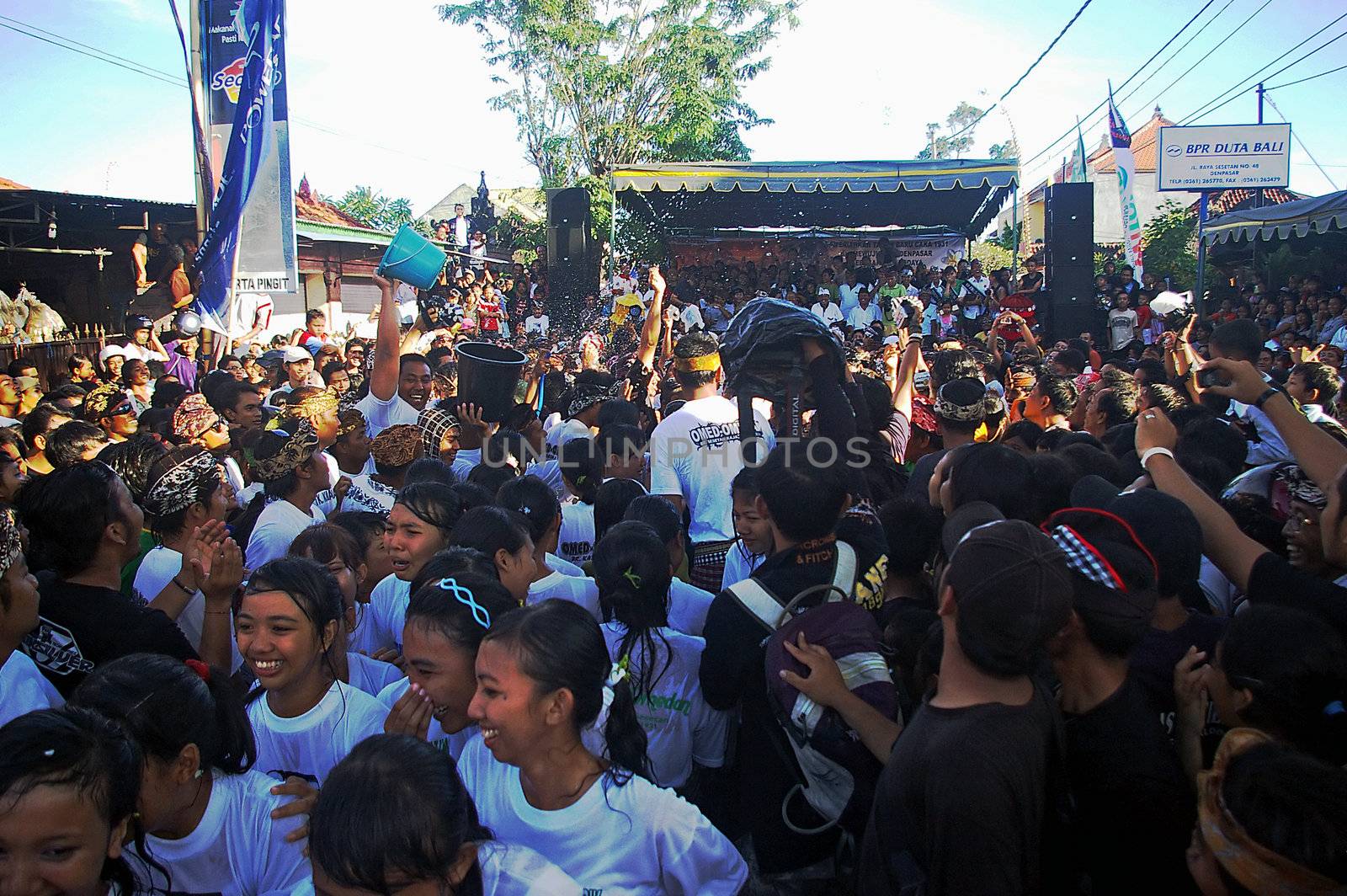 This is a unique event where unmarried girls and boys are required to publicly kiss as part of Balinese New Year celebrations. The kissing is said to throw out the bad luck attained in the last year and bring good luck for the new one. The girls and boys either run or are carried to each other and only know who they will kiss once they meet in the middle. The crowds and participants are doused in water. The event is called Omed Omedan and is only held in Denpasar, the capital of Bali. 27/03/2009