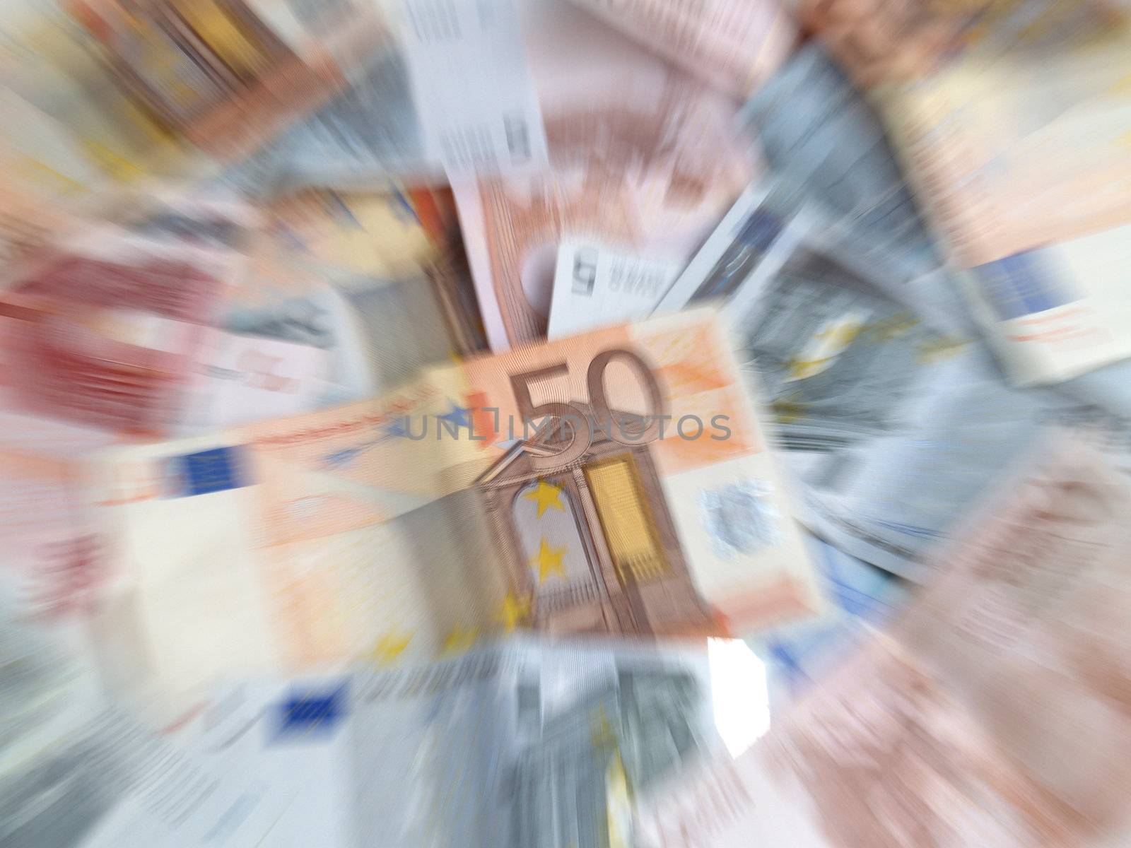 A variety of Euro Paper Money, depicted with zoom effect
