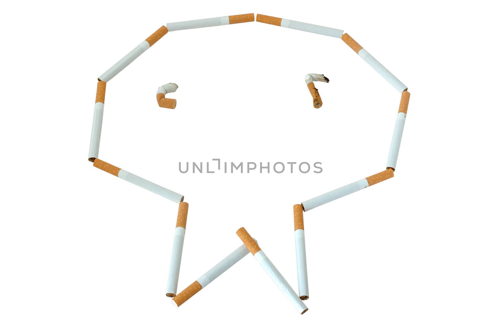 Figure made from cigarettes. Like human skull - smoke kills.