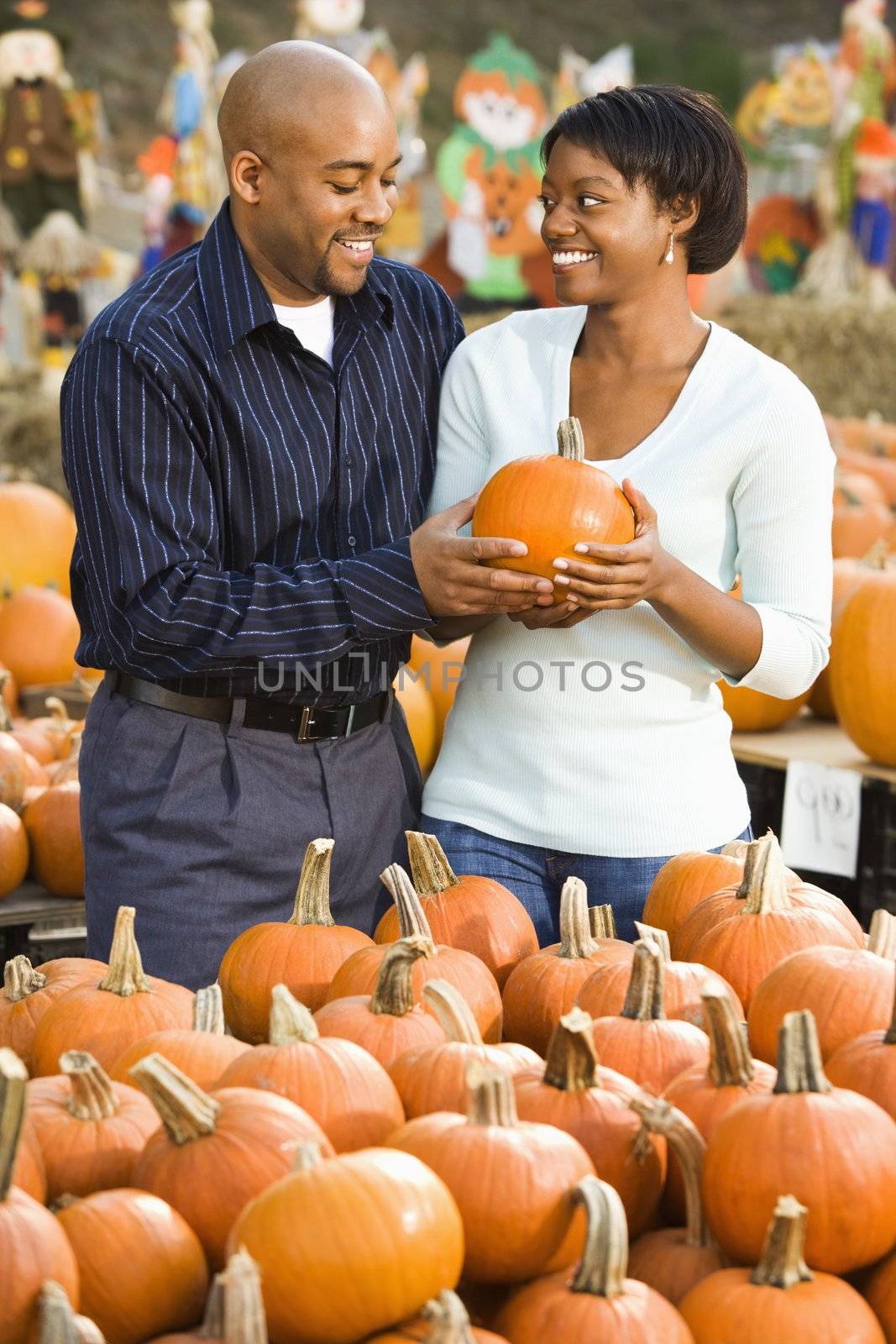 Couple buying pumpkin. by iofoto