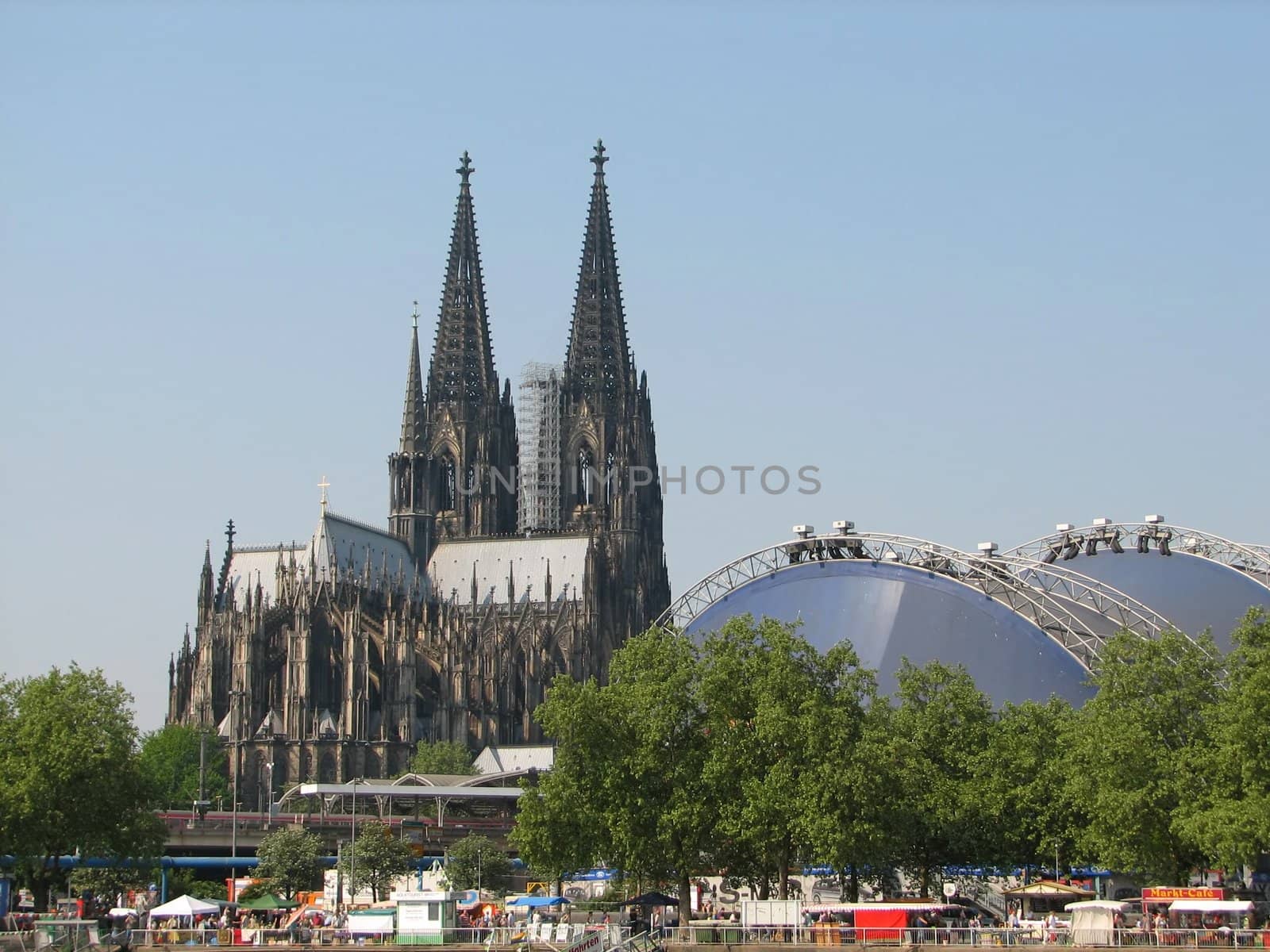 Cologne cathedral, Germany, seen from the river Rhein