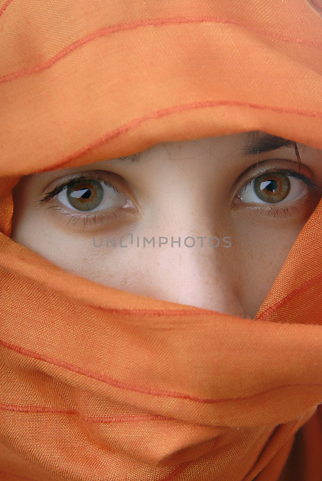 young woman close up portrait, studio picture