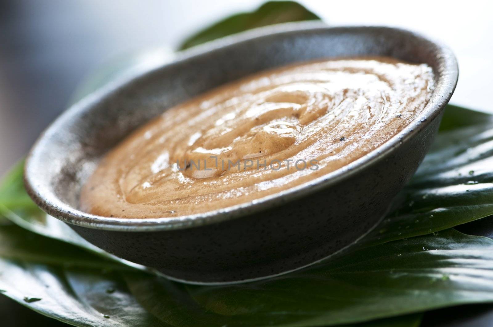 Natural body care green tea scrub closeup