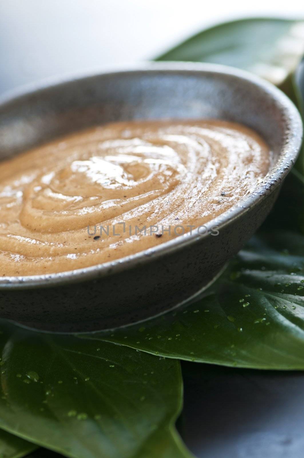 Natural body care green tea scrub closeup