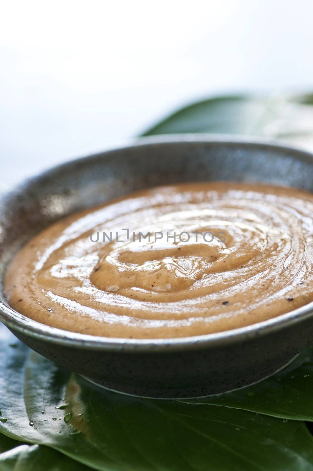 Natural body care green tea scrub closeup