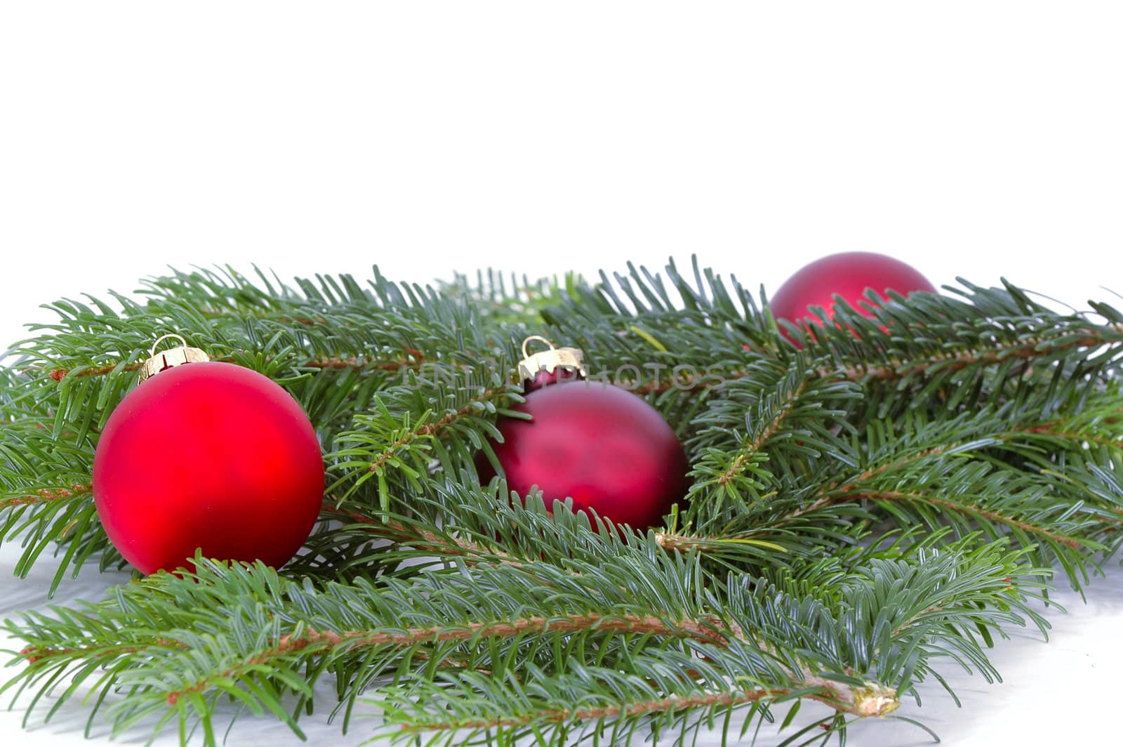 Christmas balls and leafs from a christmas tree