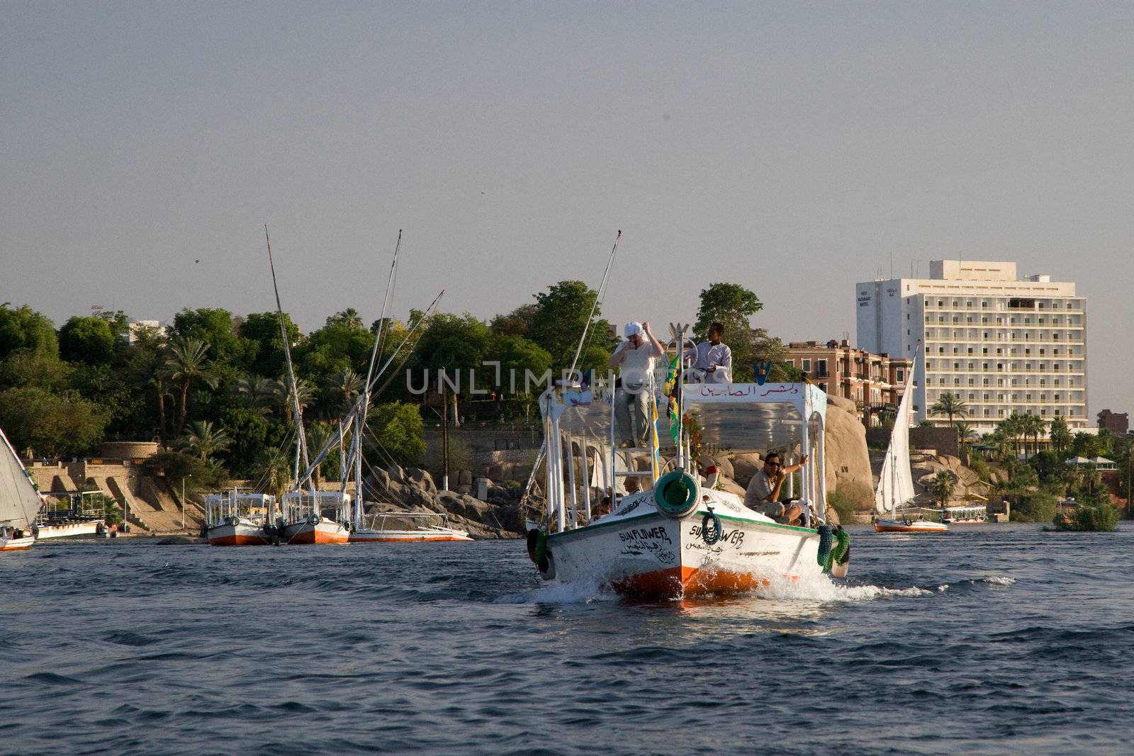 We take a closer look at life on Nile River on MAY 27, 2008, while having a felucca sailboat ride from Aswan to Elephantine Island and to a nubian village.