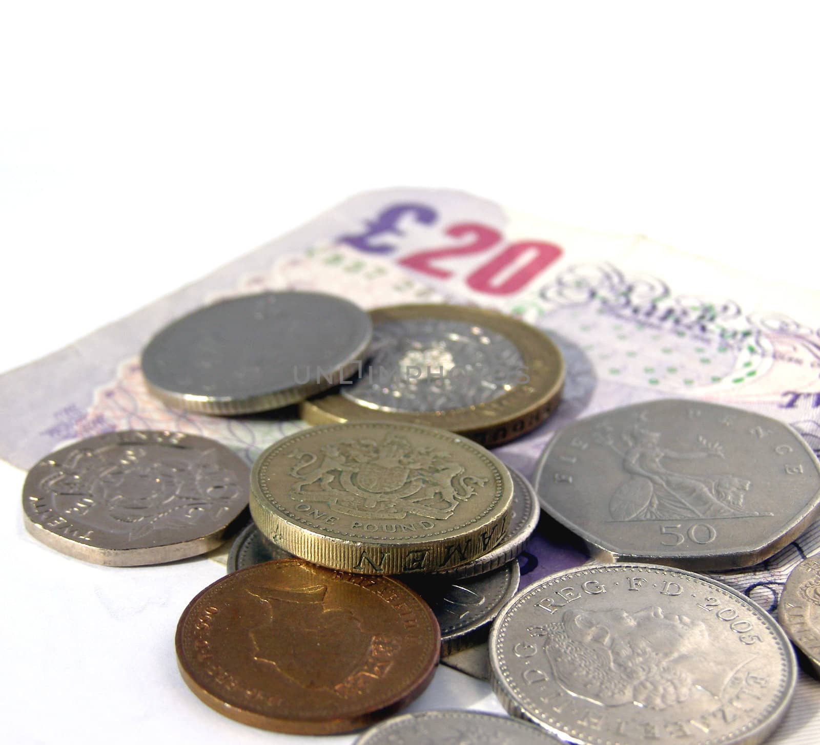 British Pounds banknotes and coins