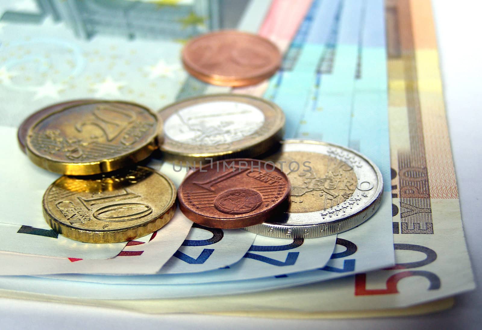 Euro banknotes and coins