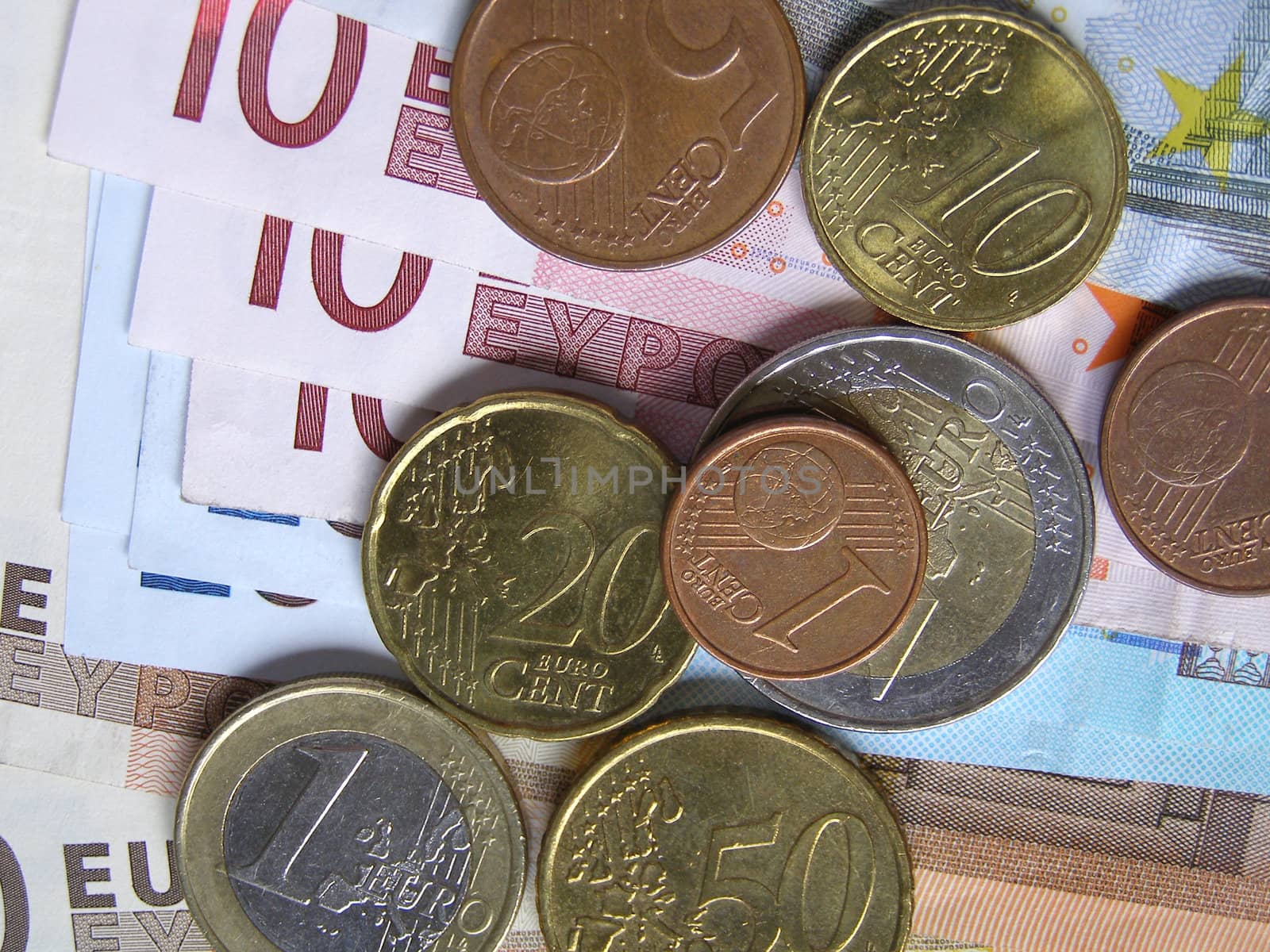Euro banknotes and coins