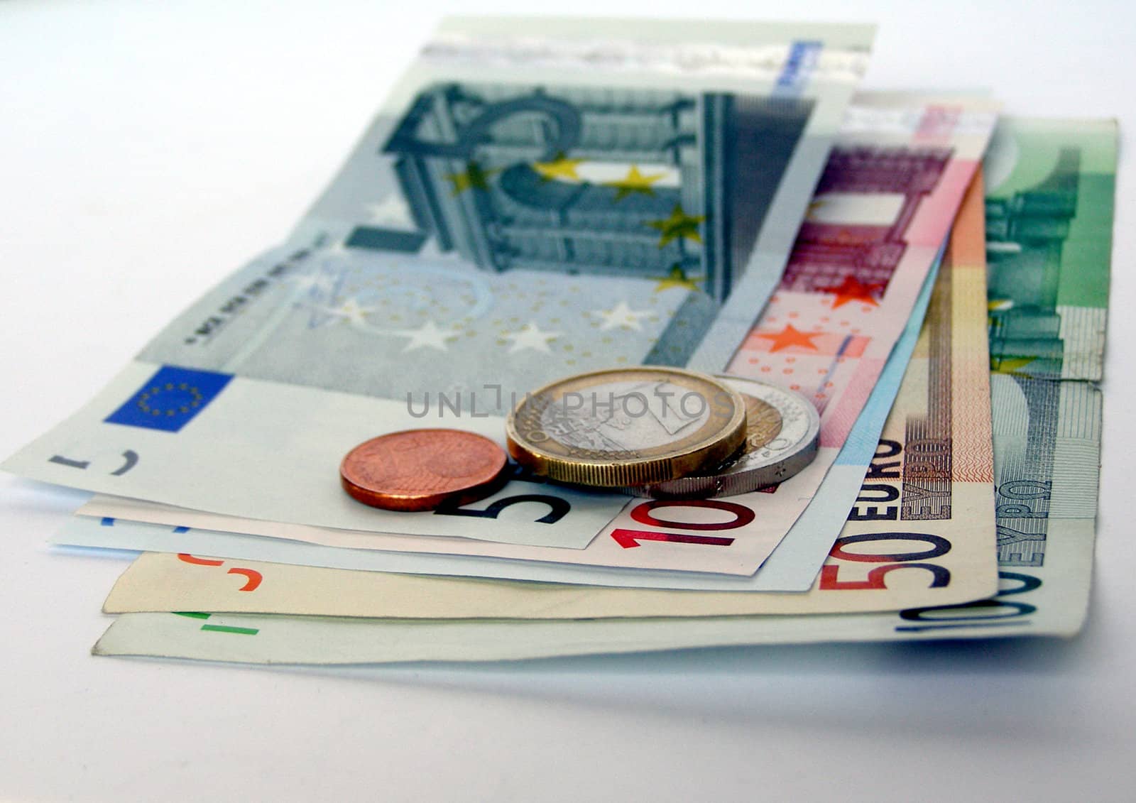 Euro banknotes and coins