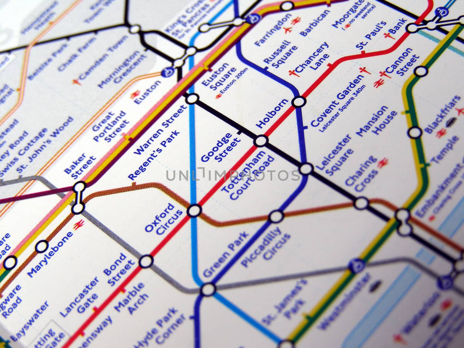 Tube map of the London Underground subway metro network