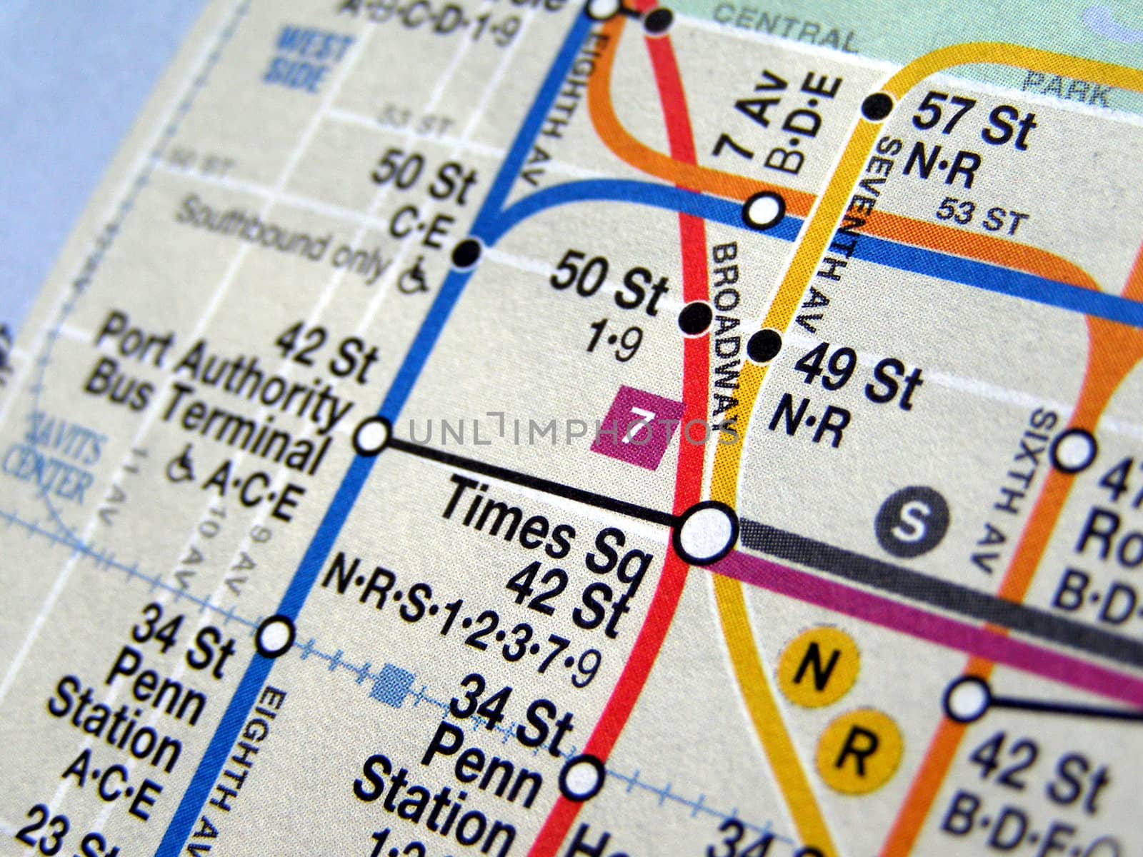 Subway map of the New York underground metro tube network
