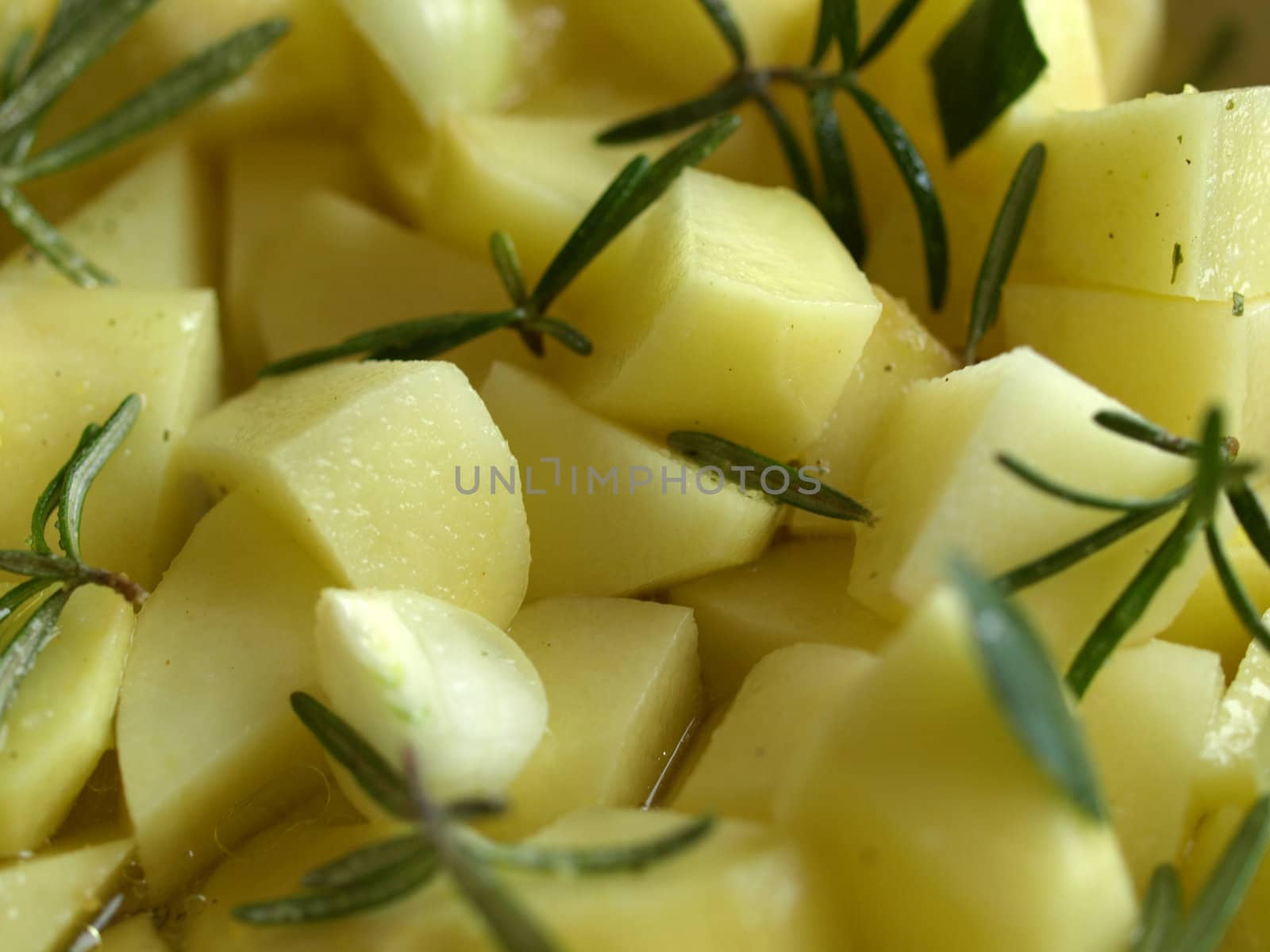 Potatoes with rosemary vegetarian food background