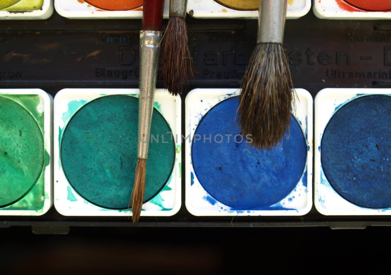 Painting tools colour palette and brushes