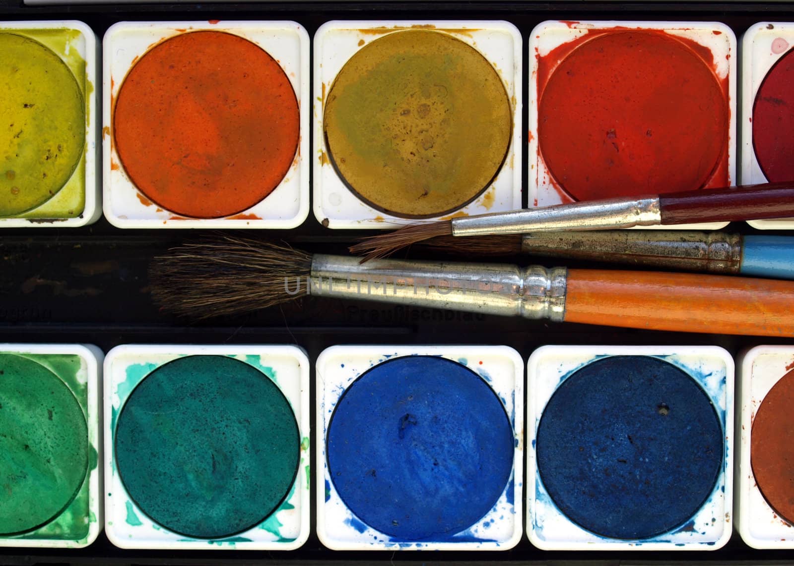 Painting tools colour palette and brushes