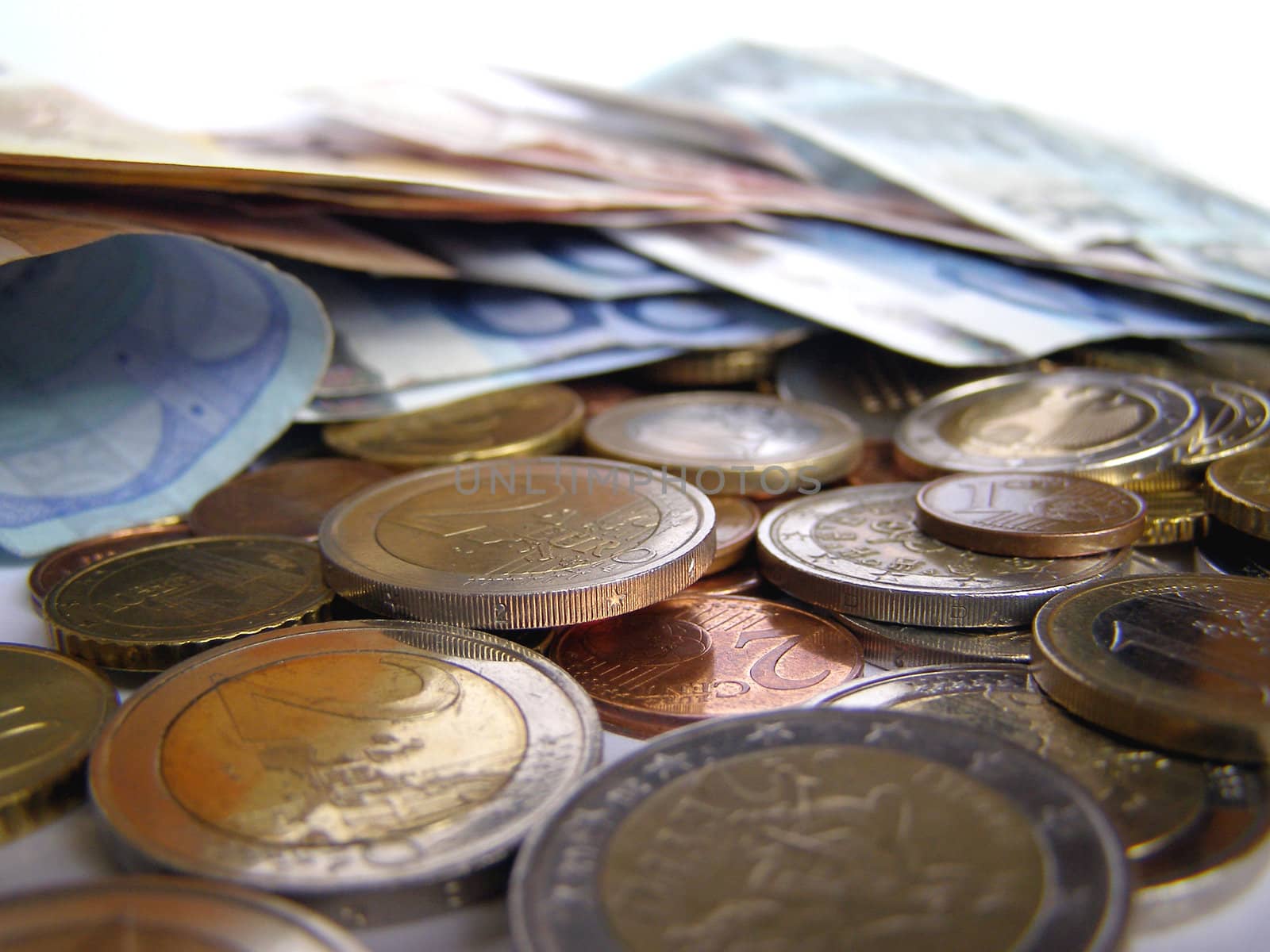 Euro banknotes and coins